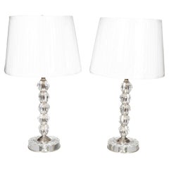 Pair Of Mid Century Glass And Chrome Table Lamps
