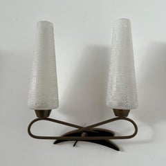 Pair of Mid-Century Glass and Metal Wall Lights