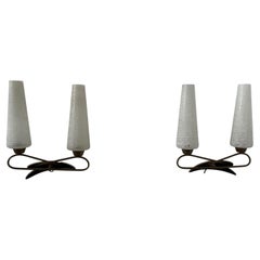 Pair of Mid-Century Glass and Metal Wall Lights