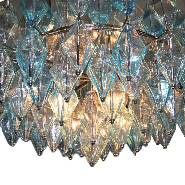 Plated Pair of Midcentury Glass Ceiling Fixtures, Sold Individually For Sale