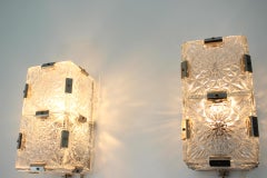 Pair of Midcentury Glass Design Wall or Ceiling Lamps, 1970s