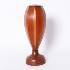 Pair of Mid-Century Glass Lined Wood Vases