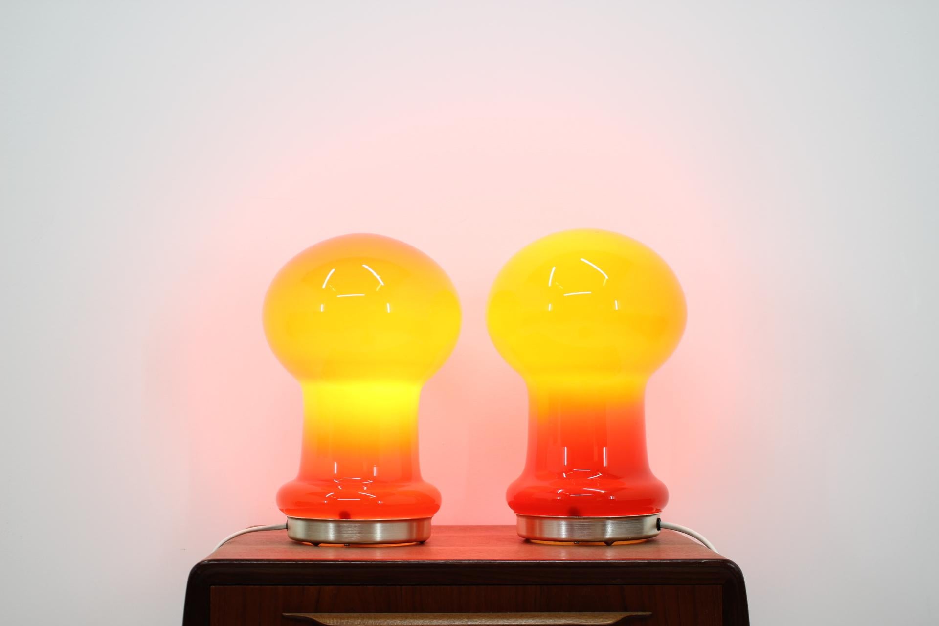Mid-Century Modern Pair of Midcentury Glass Table Lamps, 1960s