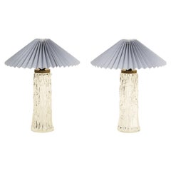 Vintage Pair of Mid-Century Glass Table Lamps by Stilarmatur Tranås, Sweden, 1970s