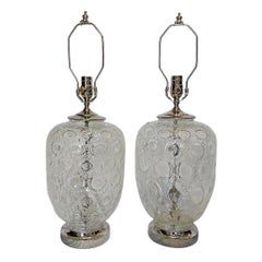 Pair of Midcentury Glass Table Lamps