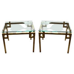 Pair of Mid Century Glass Top Side Tables