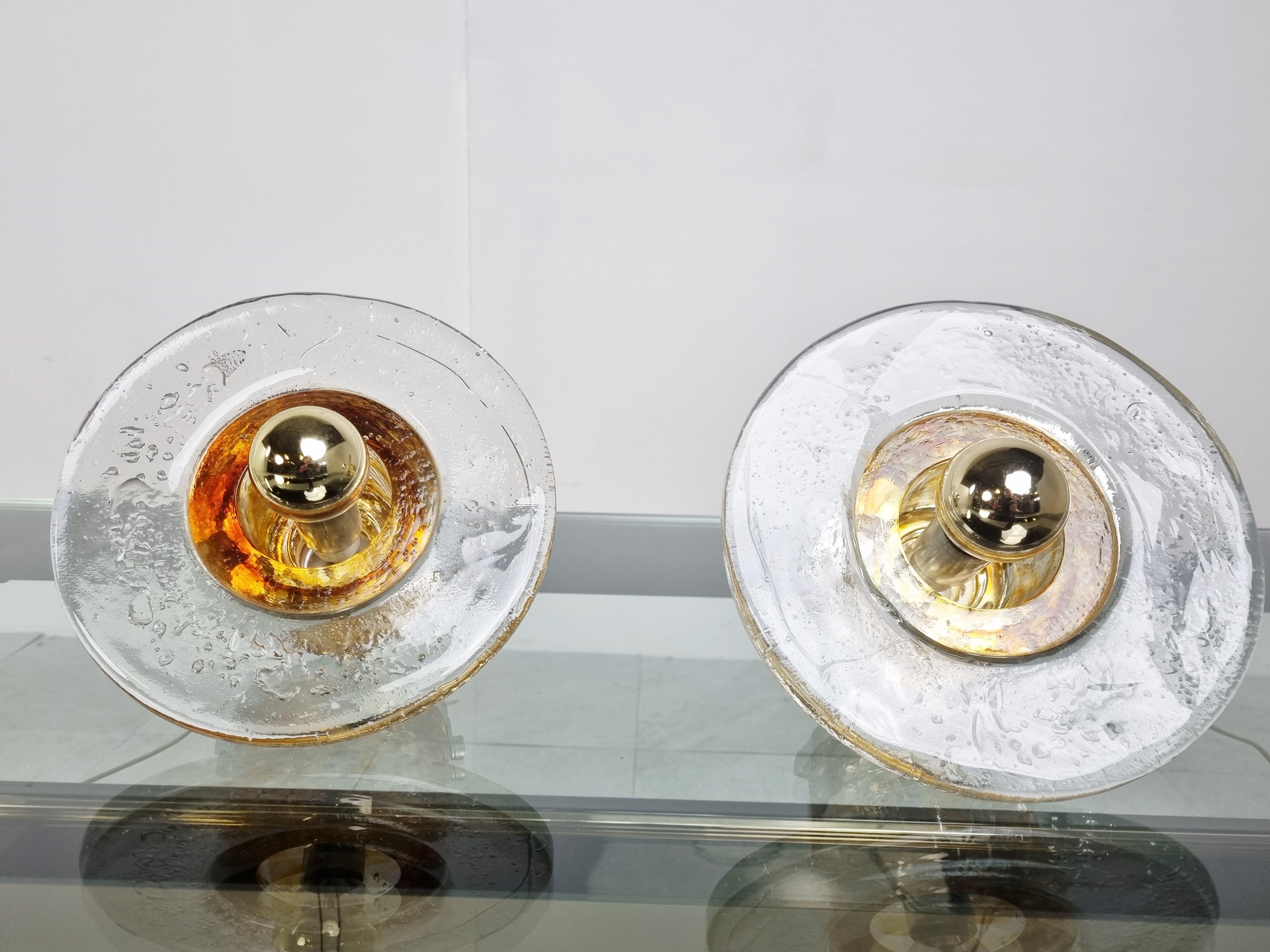 Pair of Mid Century Glass Wall Lamps, 1960s 4