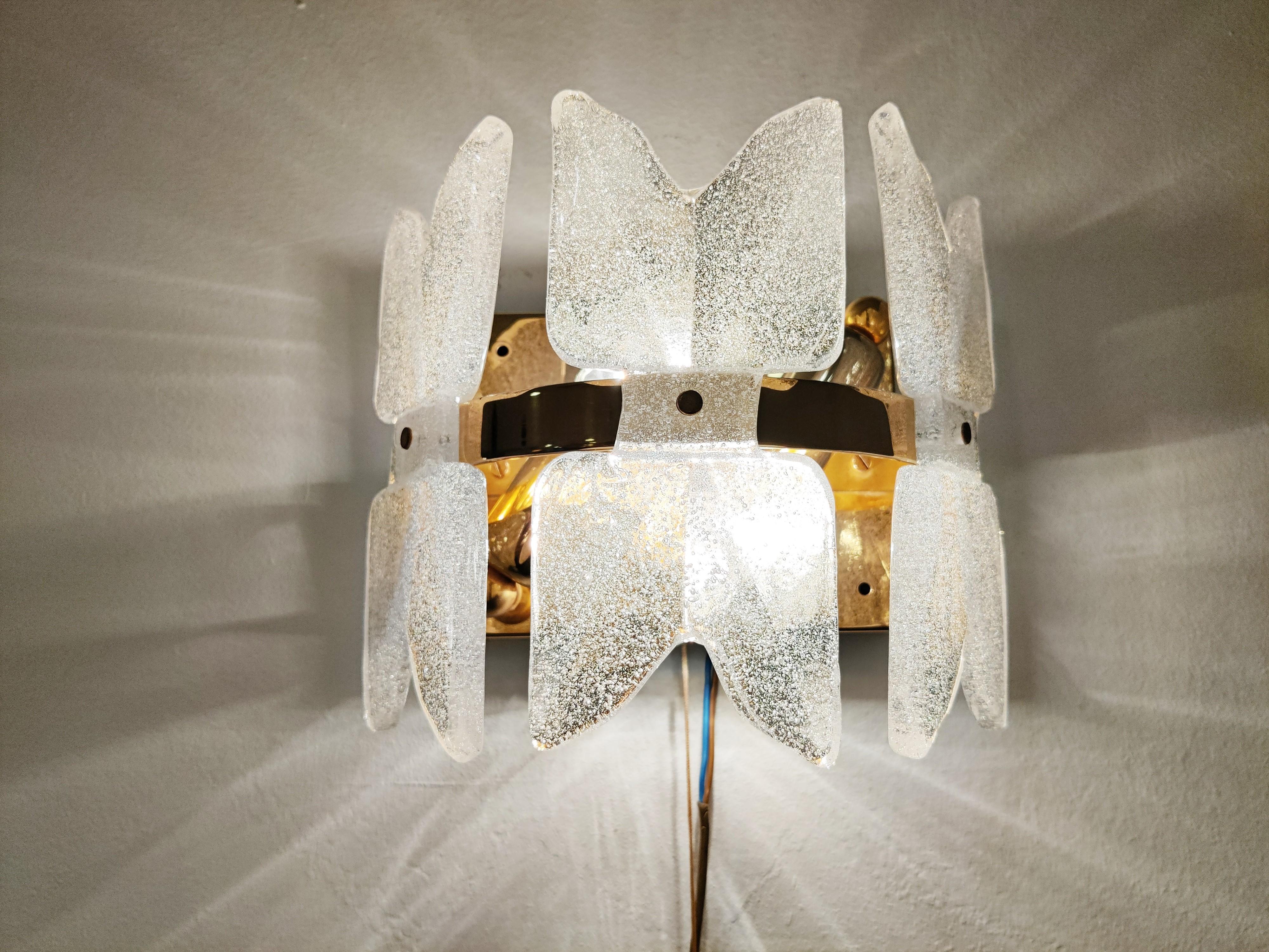 Mid-Century Modern Pair of Midcentury Glass Wall Lamps by Kalmar, 1960s