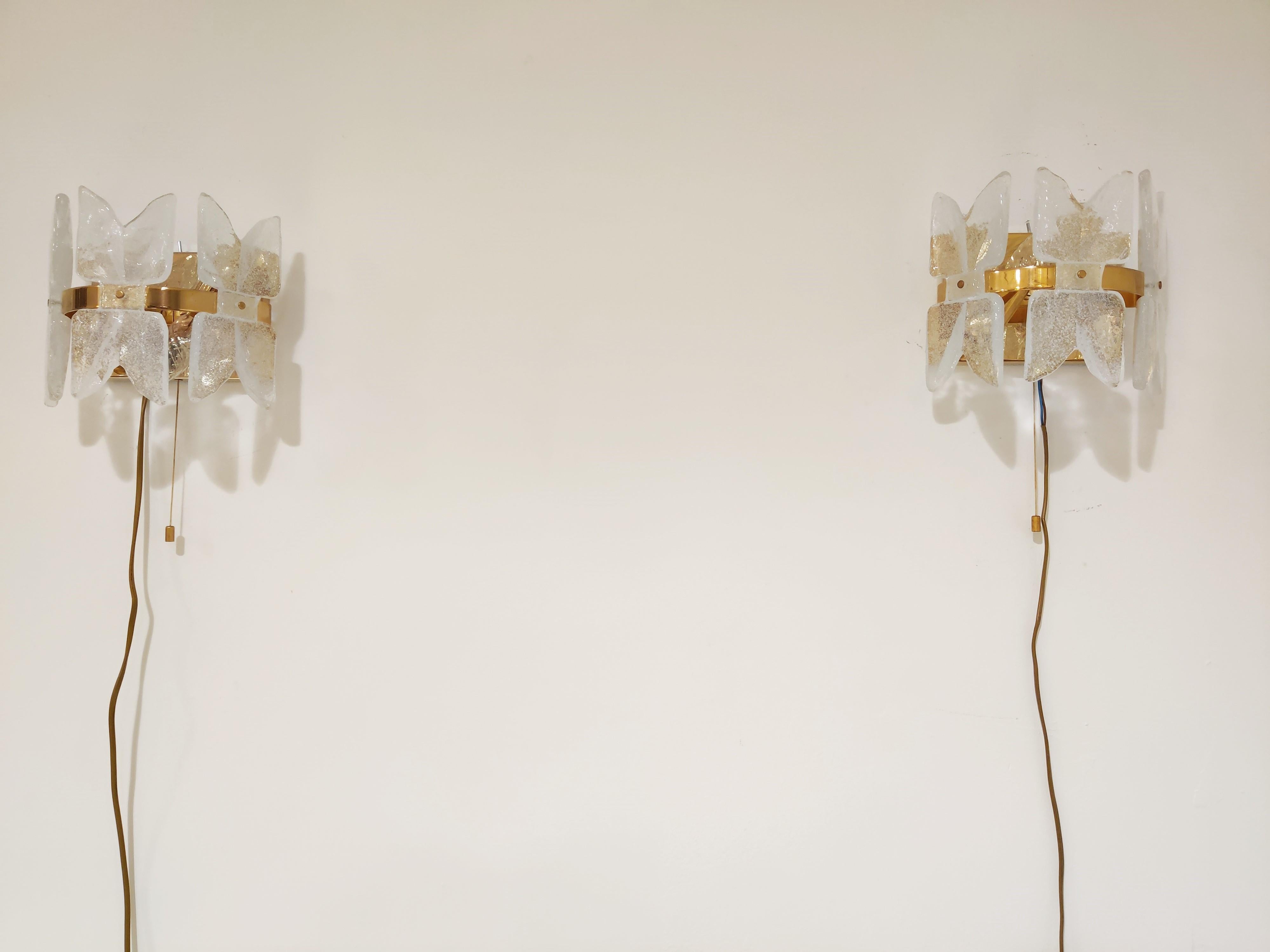 Pair of Midcentury Glass Wall Lamps by Kalmar, 1960s 1