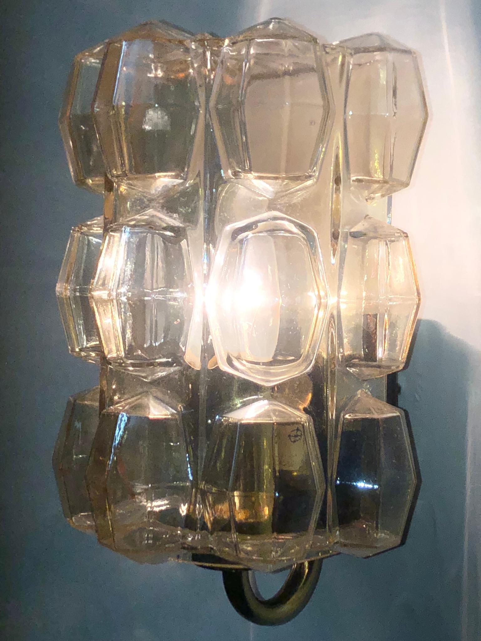 Pair of Midcentury Glass Wall Sconces by Limburg, circa 1960s In Excellent Condition In Wiesbaden, Hessen