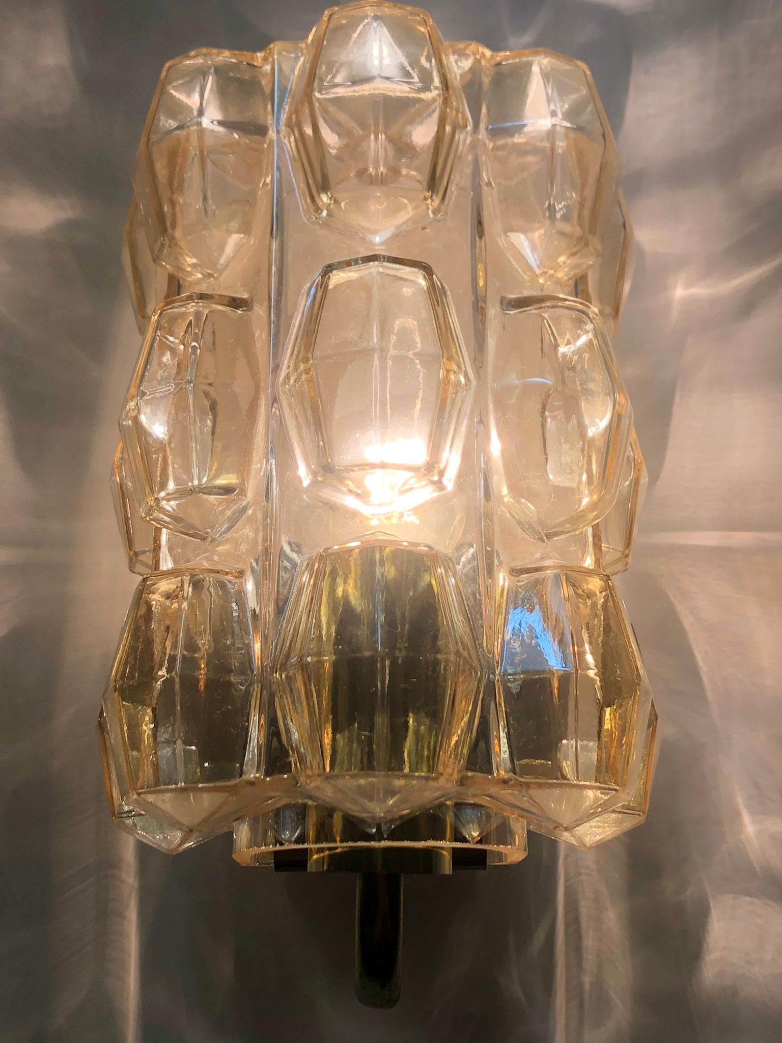 Mid-20th Century Pair of Midcentury Glass Wall Sconces by Limburg, circa 1960s
