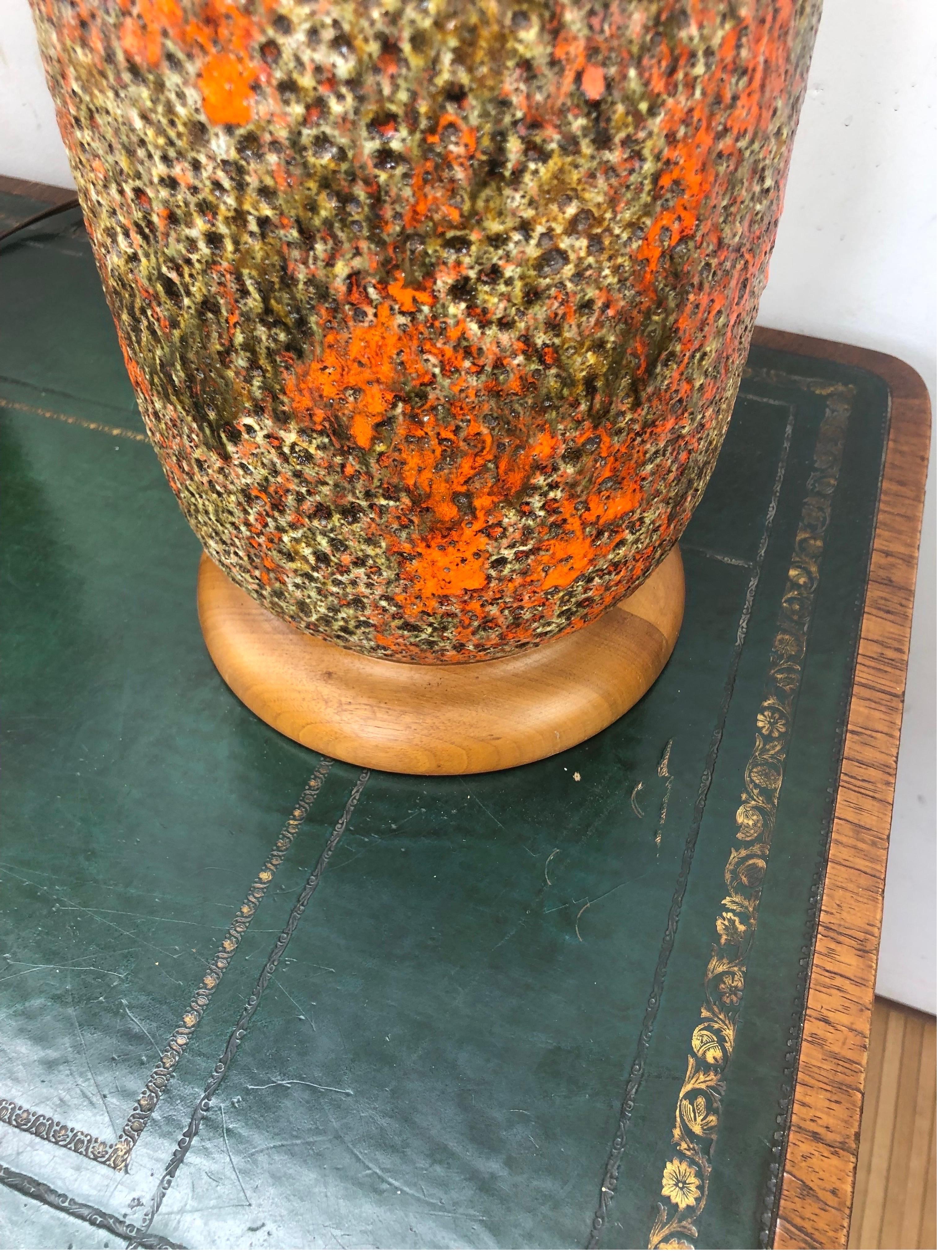American Pair of Mid-Century Glazed Orange Lava Lamps For Sale