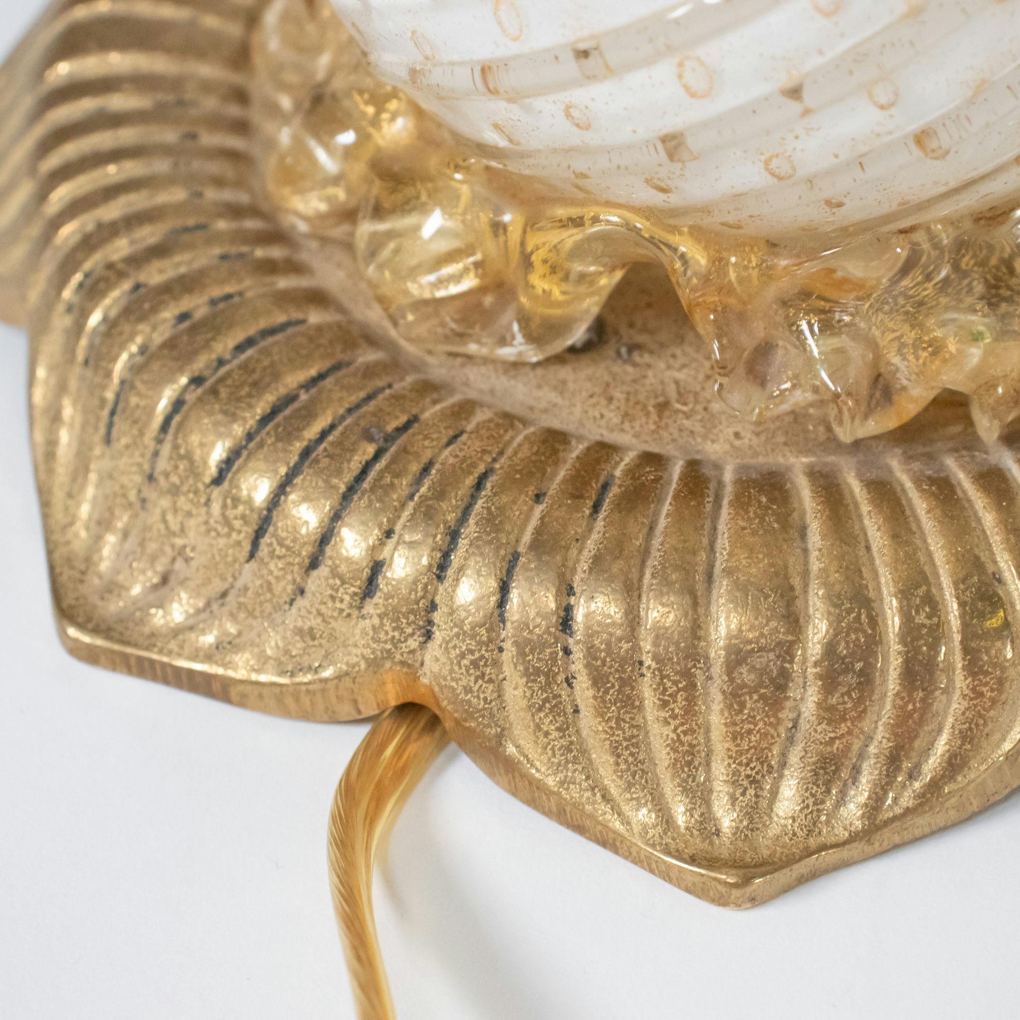 Coppia di lampade da tavolo di metà secolo in avventurina d'oro e bianco di Murano in vendita 7