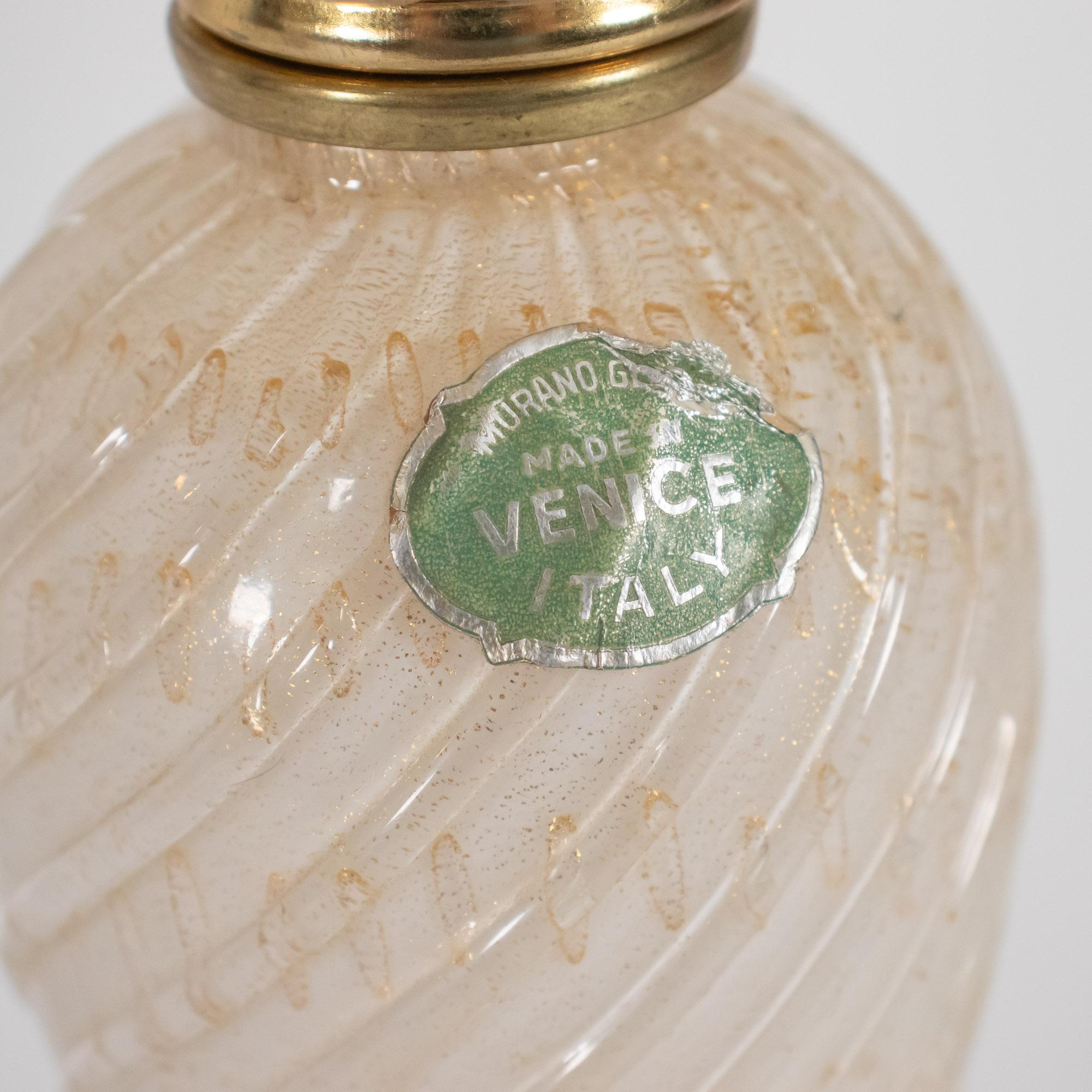 Coppia di lampade da tavolo di metà secolo in avventurina d'oro e bianco di Murano in vendita 8