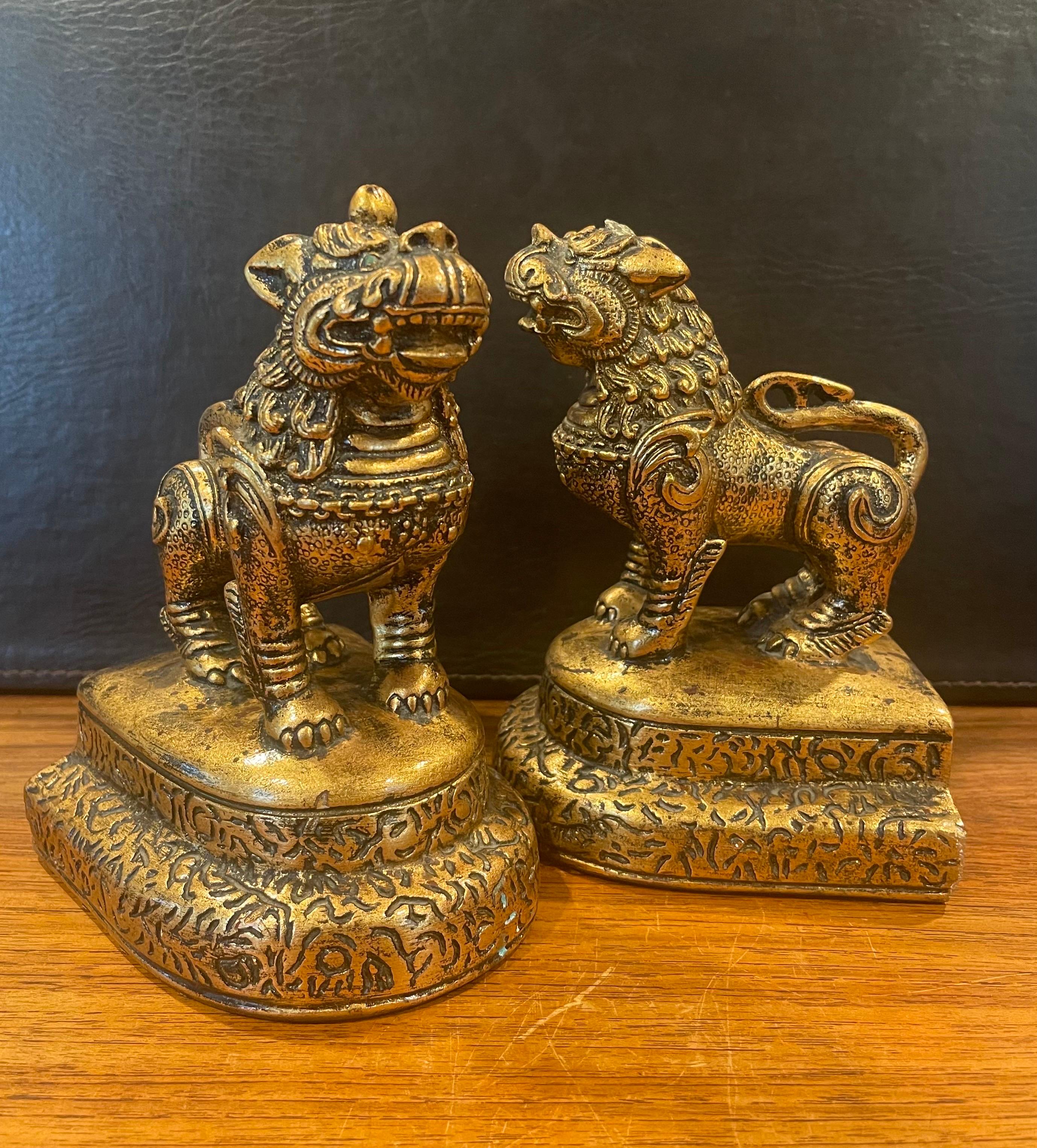 Pair of Mid-Century Gold Gilt Foo Dog Bookends by Jaru of California 5
