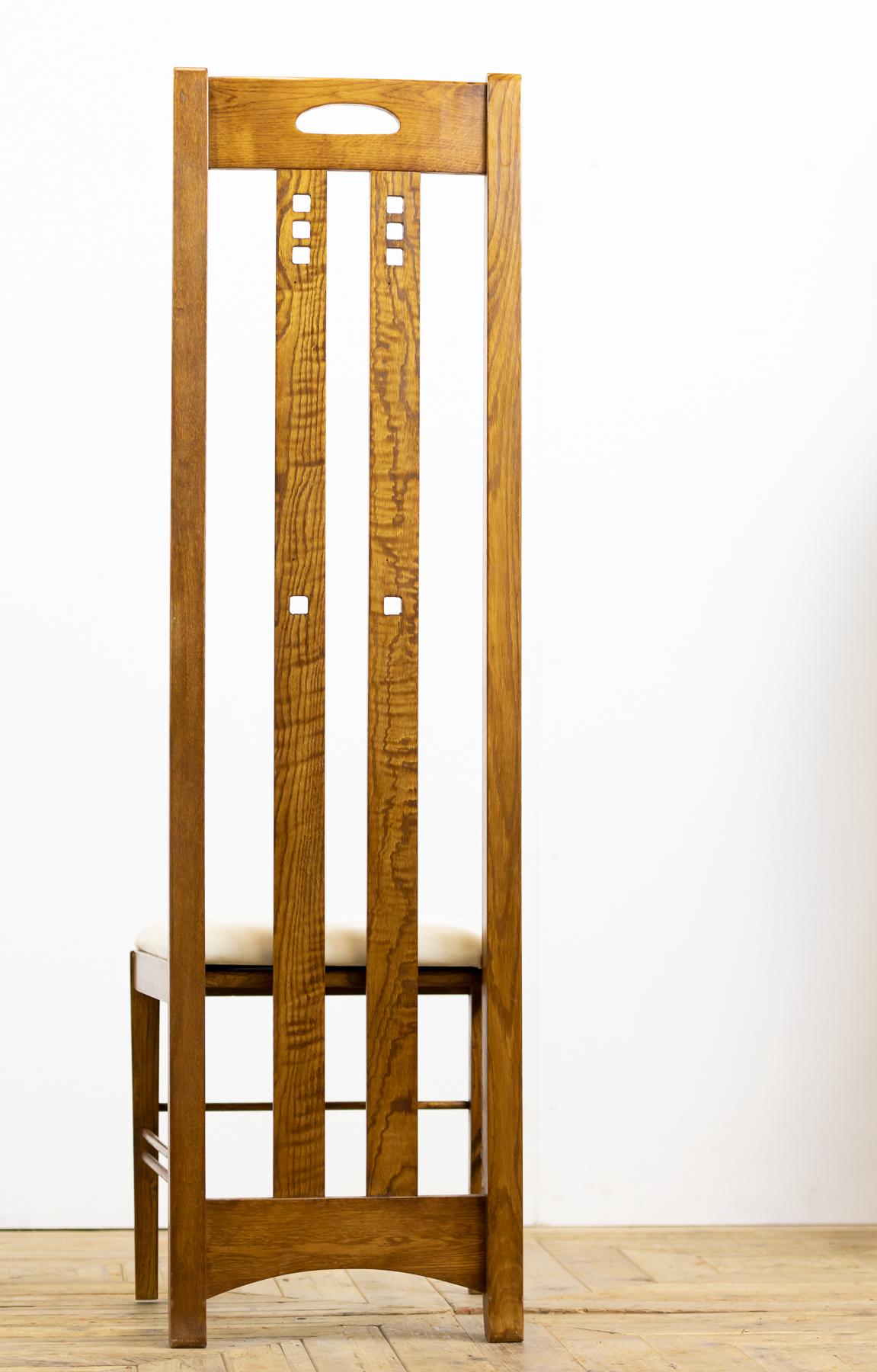 Polished Pair of Midcentury Golden Oak Mackintosh Art Nouveau Style Chairs