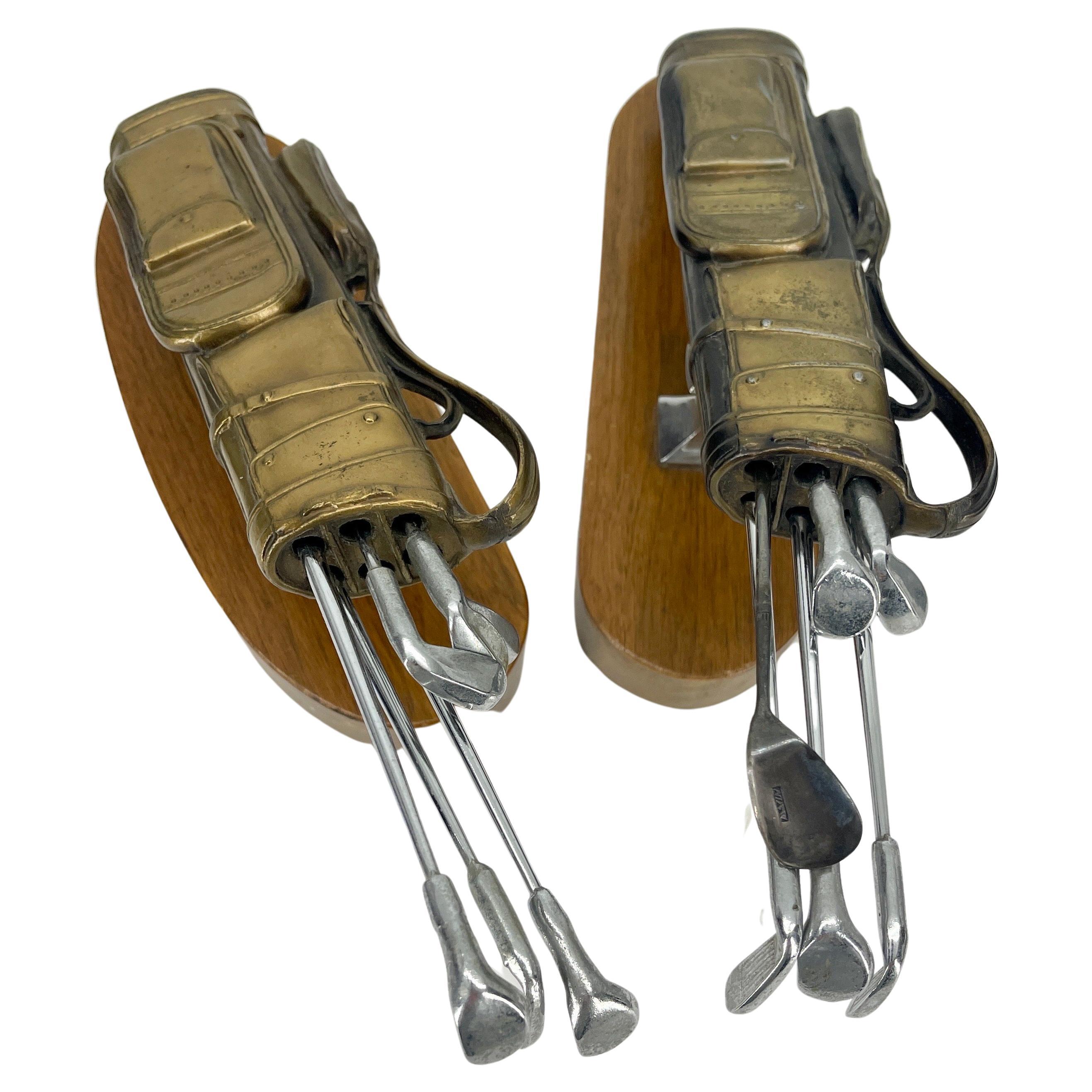 Pair of Mid-Century Golf Bag Themed Bookends 1