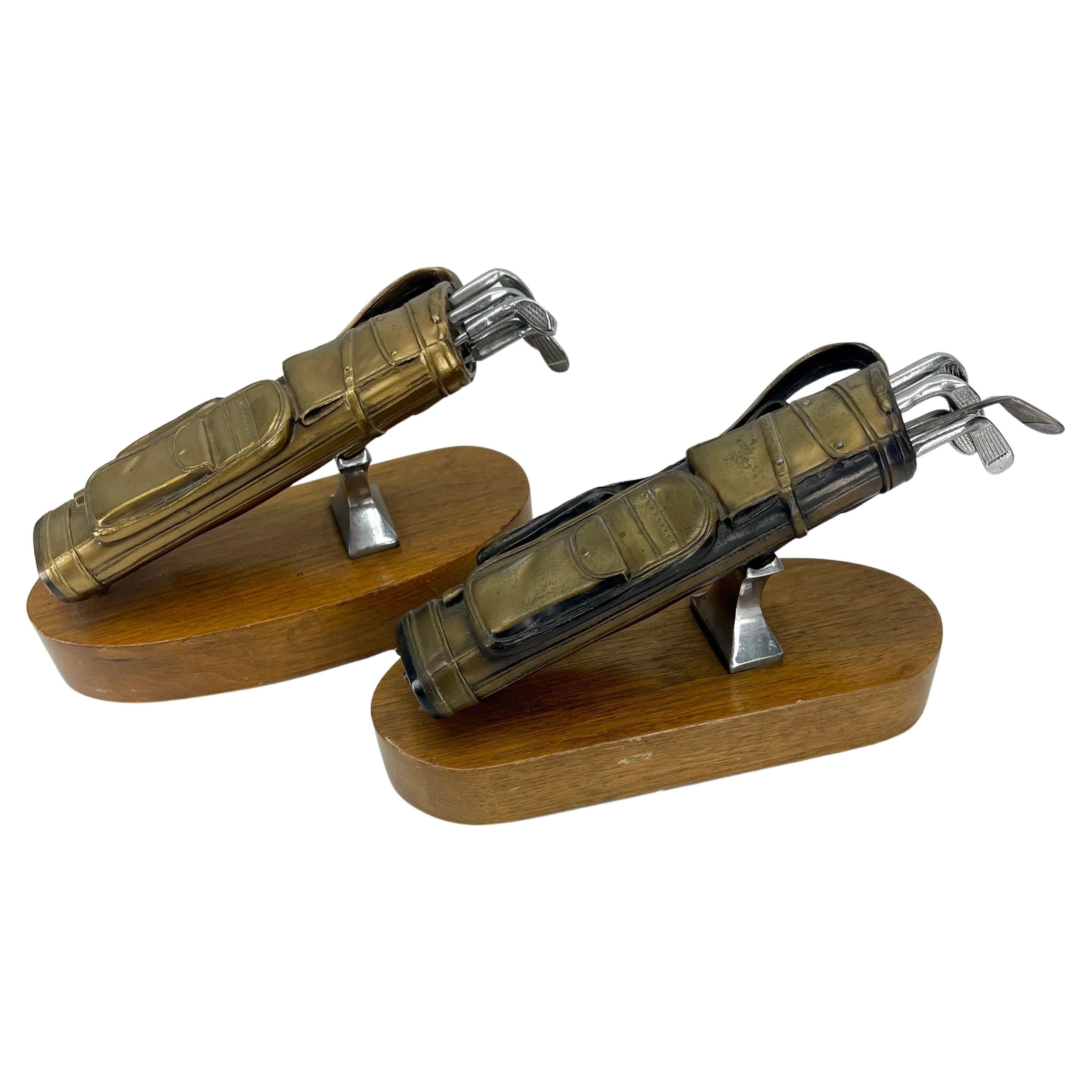 Pair of Mid-Century Golf Bag Themed Bookends 2