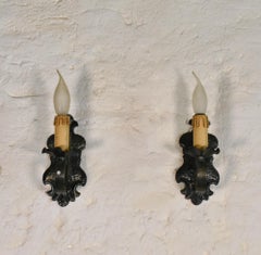 Pair of Mid Century Gothic Tole Wall Sconces