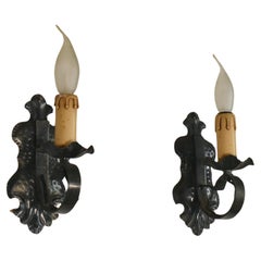 Pair of Mid Century Gothic Tole Wall Sconces