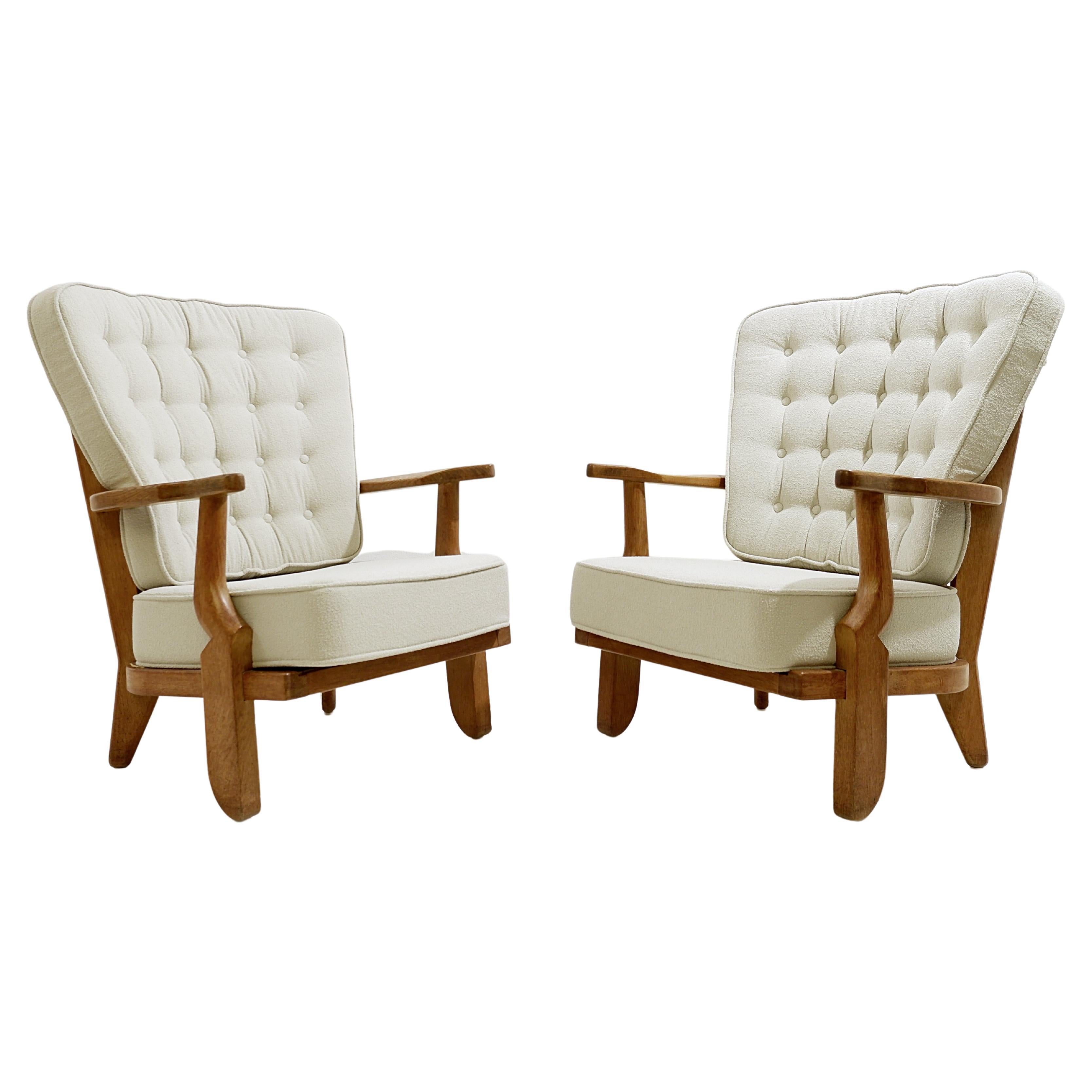 Pair of Mid-century Grand Repos "Madame" Armchairs by Guillerme and  Chambron For Sale at 1stDibs