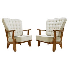 Pair of Mid-century Grand Repos "Madame" Armchairs by Guillerme & Chambron