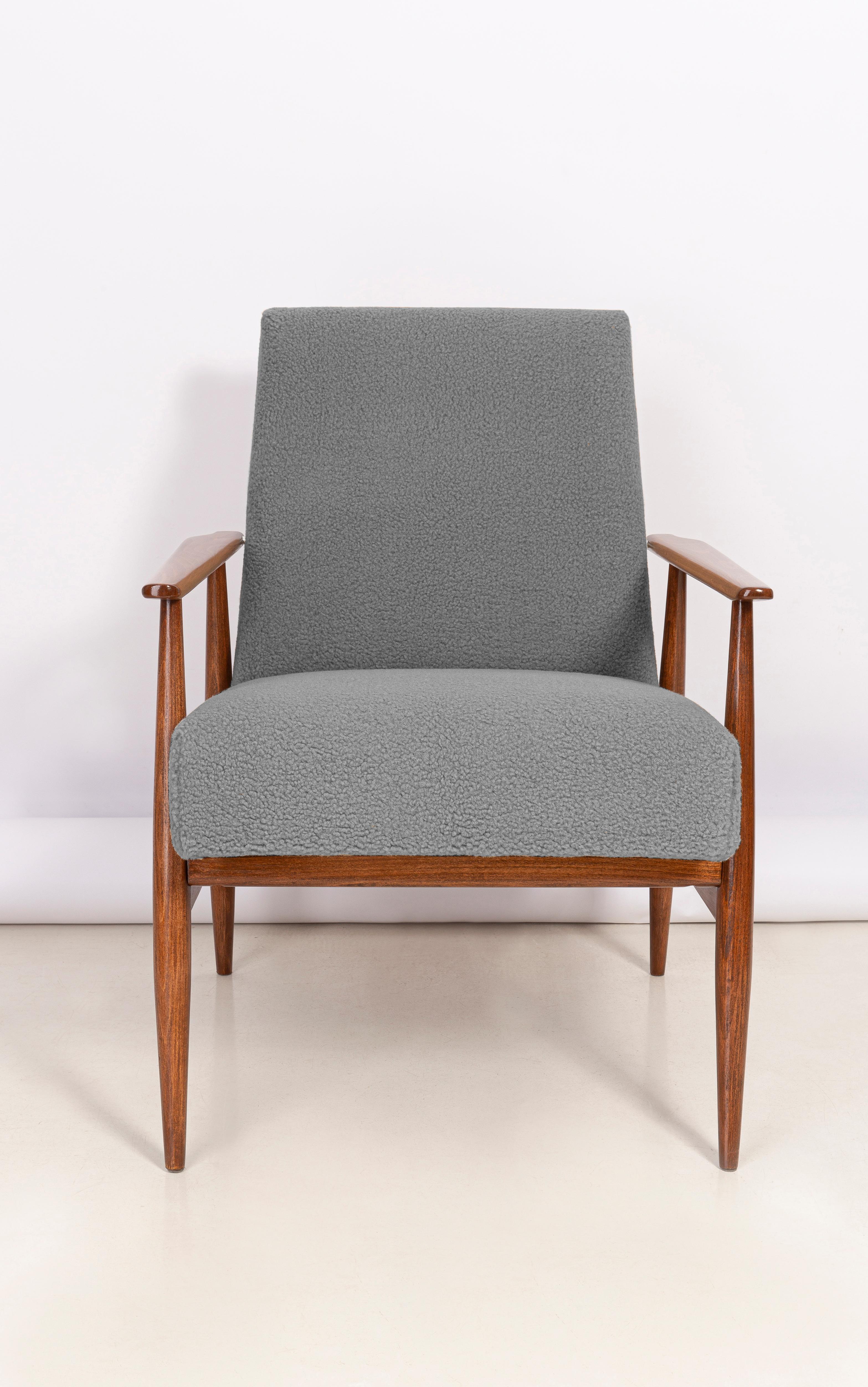 Pair of Mid-Century Grey Bouclé Dante Armchairs, H. Lis, 1960s For Sale 8