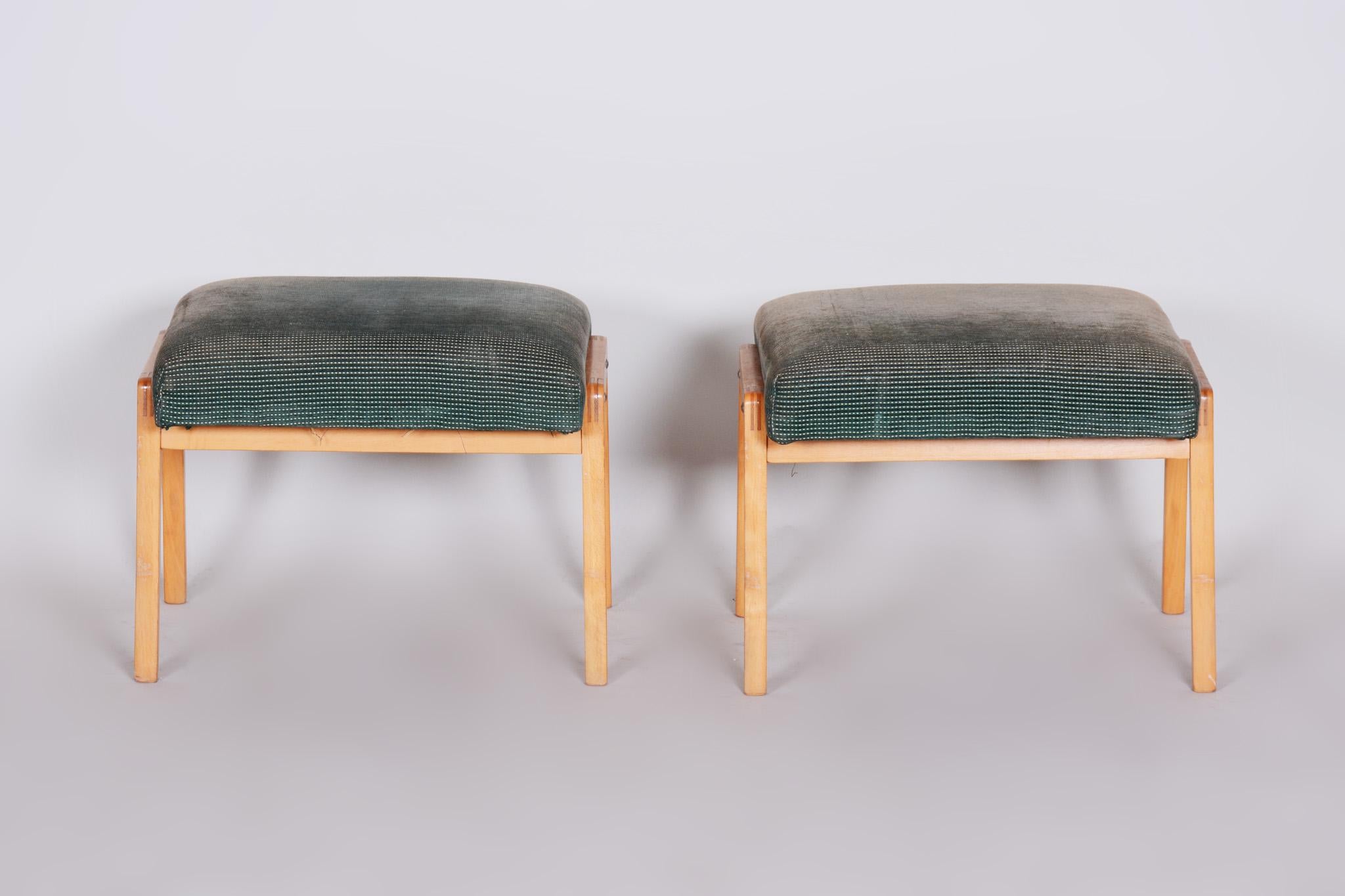 Pair of midcentury green beech stools, 1960s, original preserved condition.




  