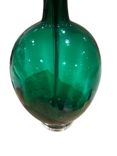 Pair of Mid Century Green Blenko Glass Lamps