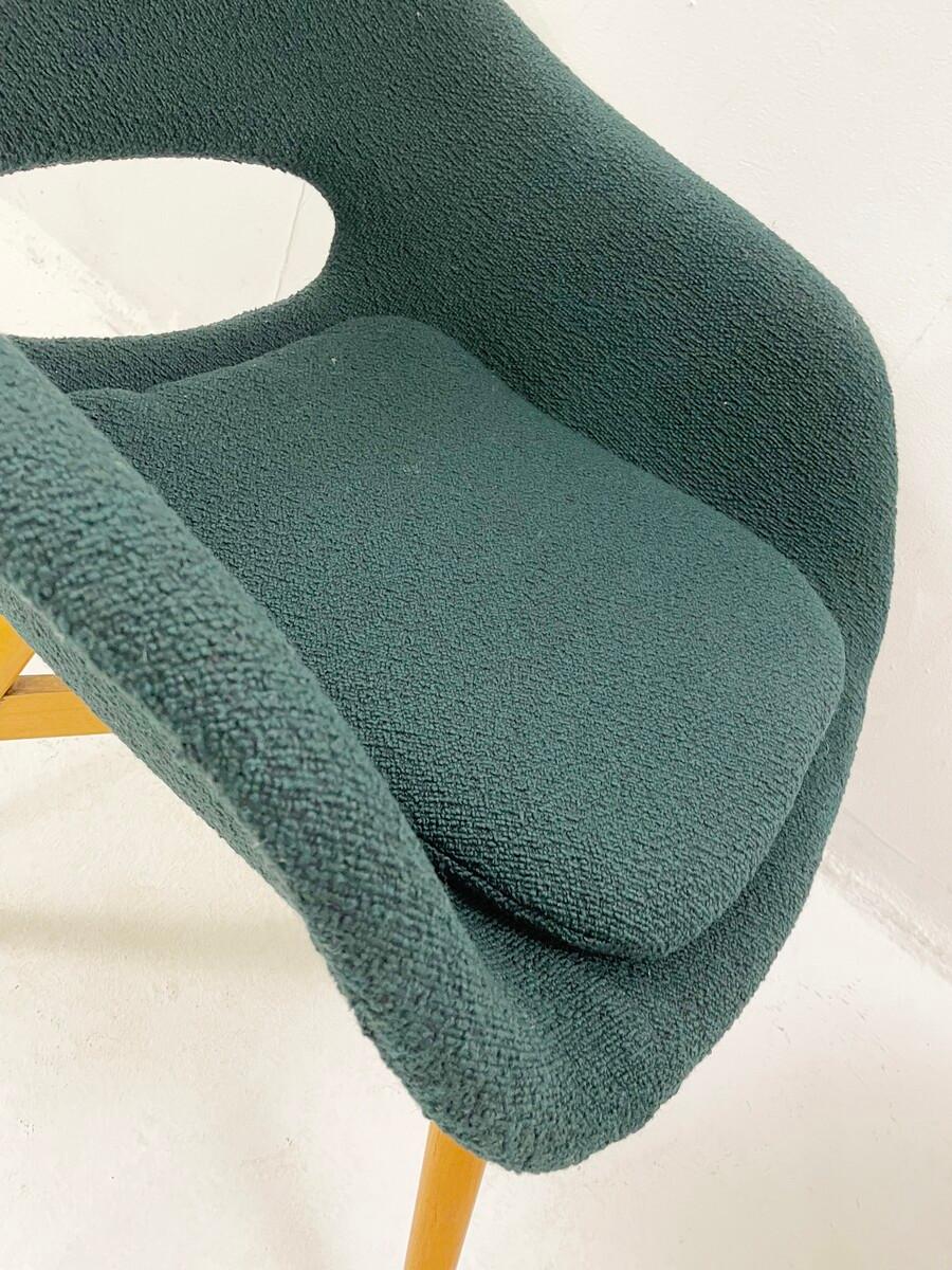 Pair of mid-century green fabric armchairs by Miroslav Navratil - Czech republic 1960s.