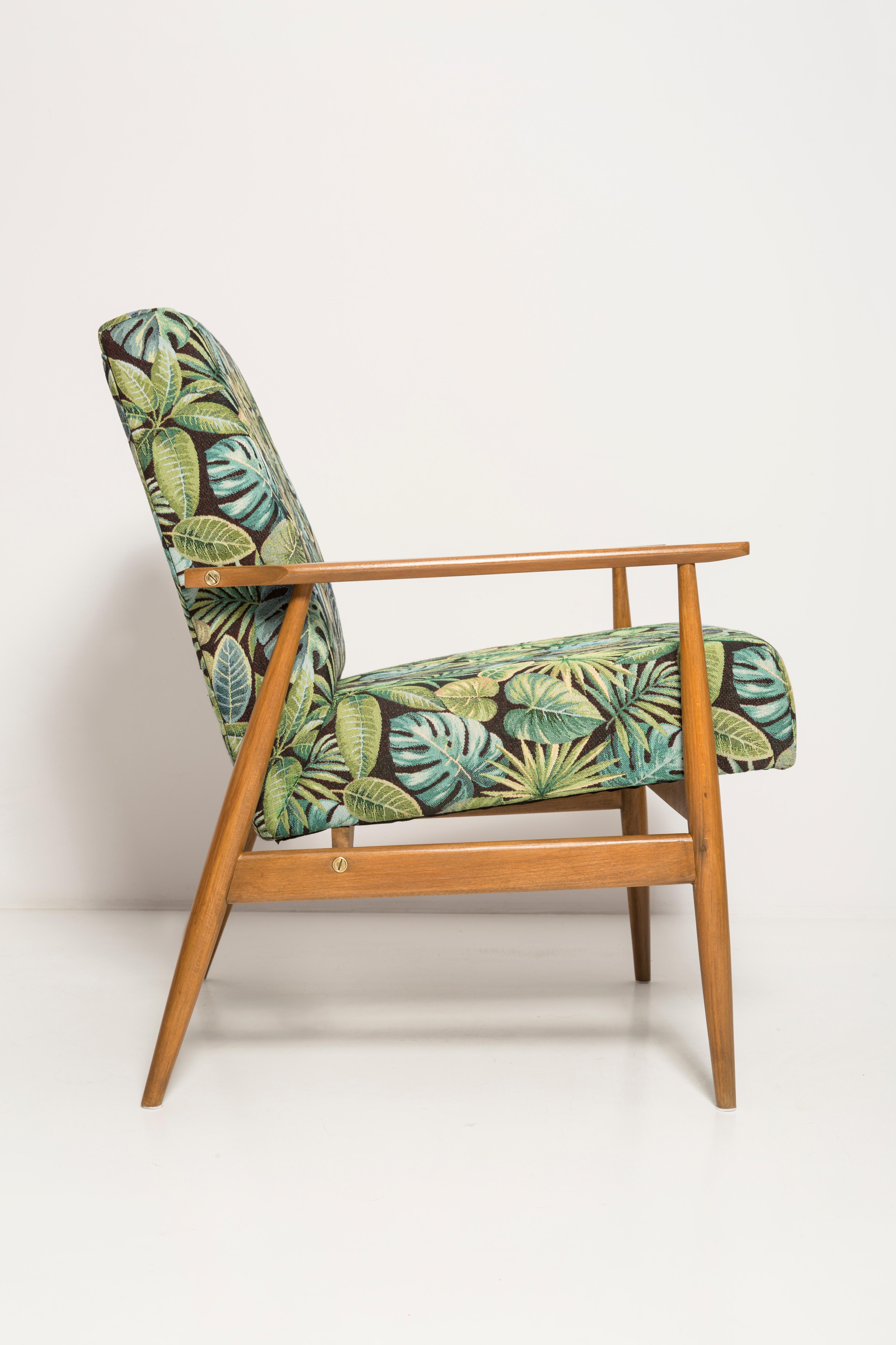 Pair of Mid-Century Green Leaves Jacquard Dante Armchairs, H. Lis, 1960s For Sale 3