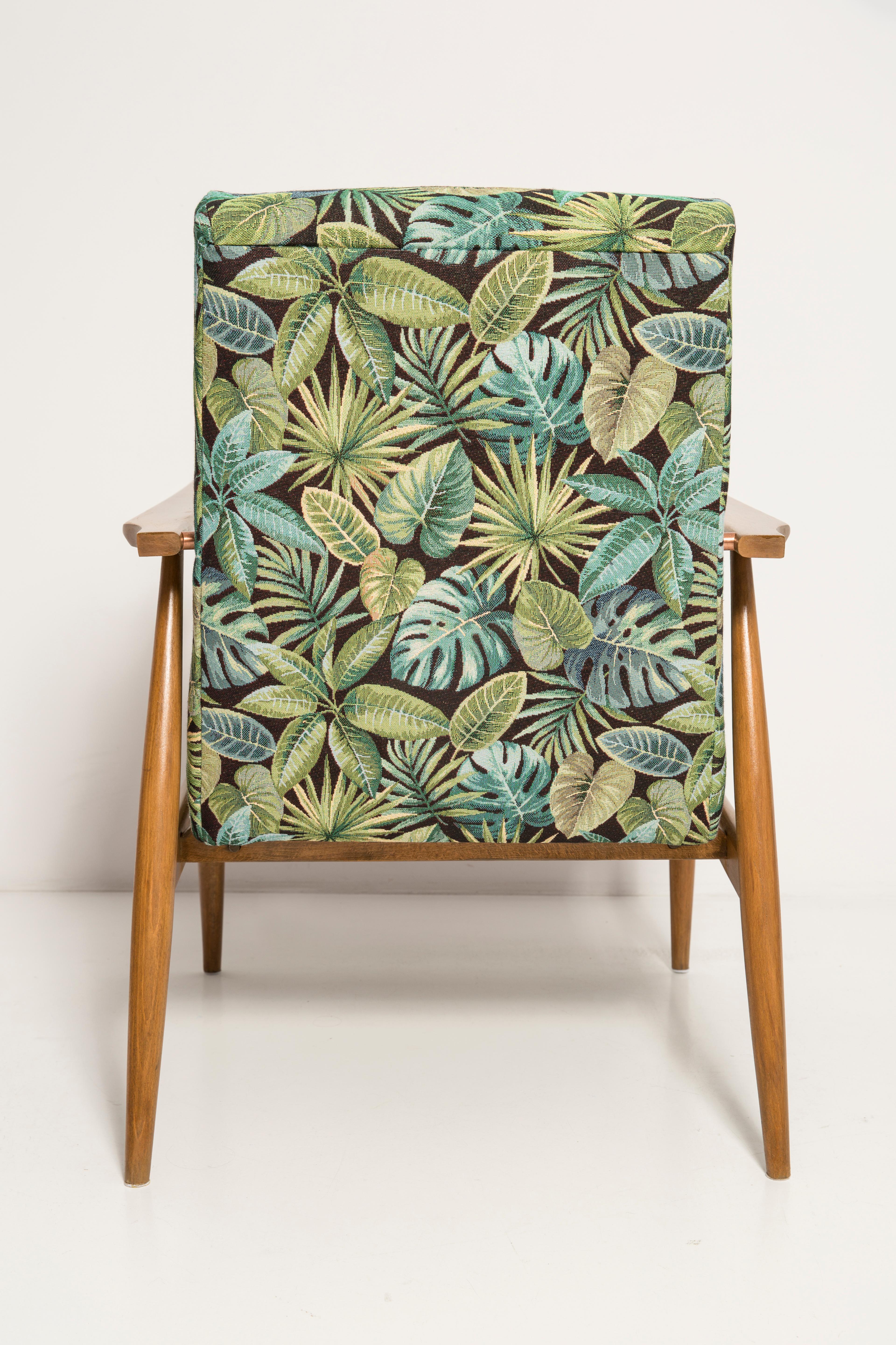 Pair of Mid-Century Green Leaves Jacquard Dante Armchairs, H. Lis, 1960s For Sale 5