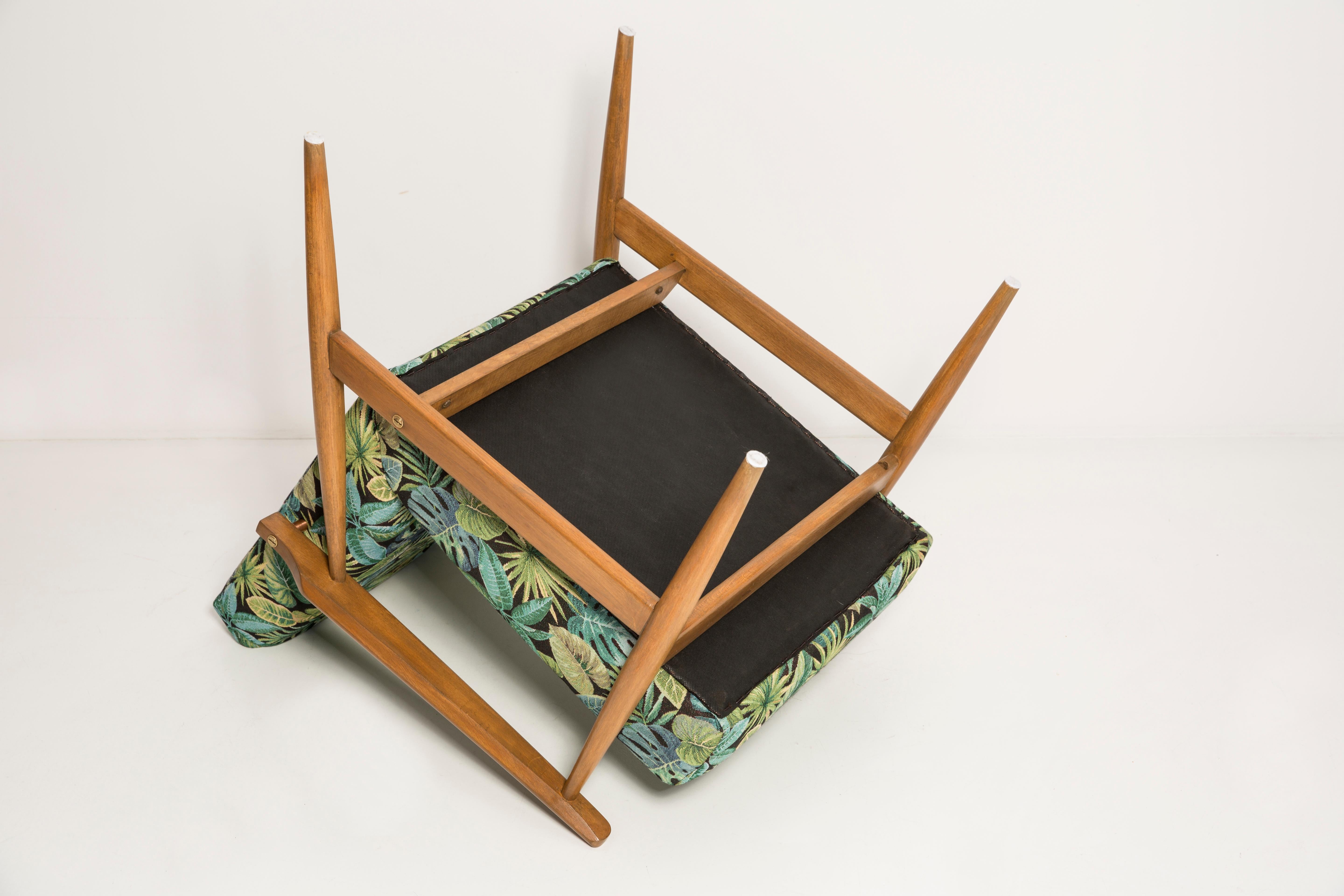 Paire de fauteuils Dante en jacquard de feuilles vertes du milieu du siècle, H. Lis, années 1960 en vente 7