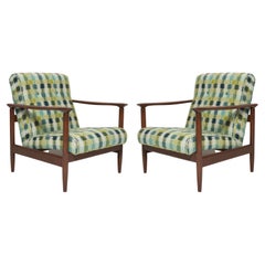 Pair of Mid-Century Green Wool Armchairs, GFM 142, Edmund Homa, Europe, 1960s