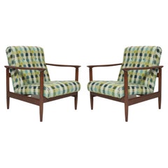 Pair of Mid-Century Green Wool Armchairs, GFM 142, Edmund Homa, Europe, 1960s