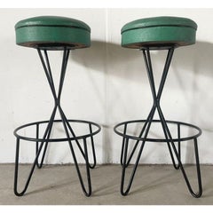 Pair of Mid-Century Hairpin Barstools attr. Frederick Weinberg