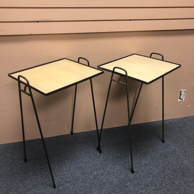 Pair of Midcentury Hairpin Stacking TV Tray Tables at 1stDibs