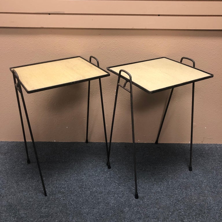 Pair of Midcentury Hairpin Stacking TV Tray Tables at 1stDibs