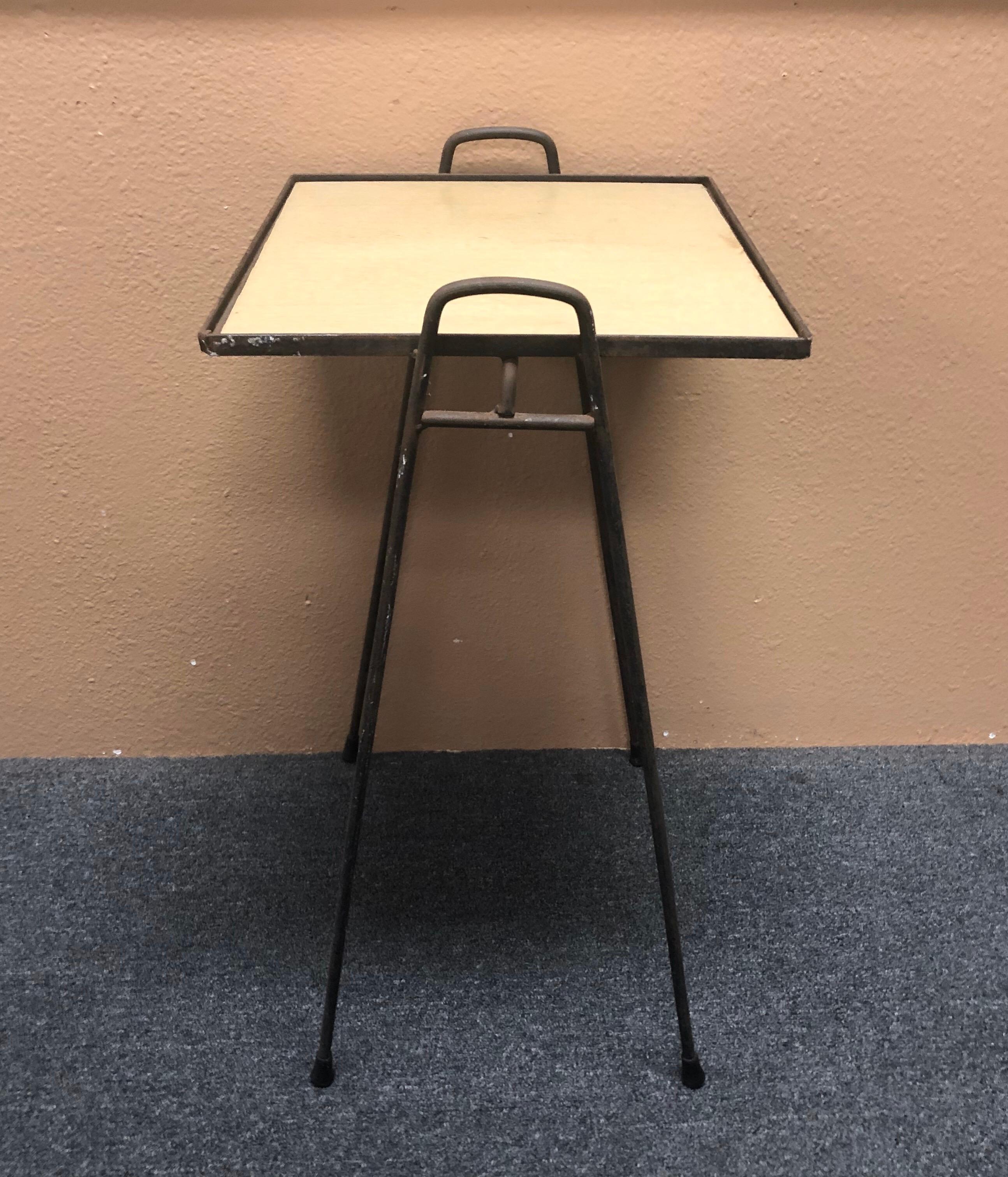 American Pair of Midcentury Hairpin Stacking TV Tray Tables