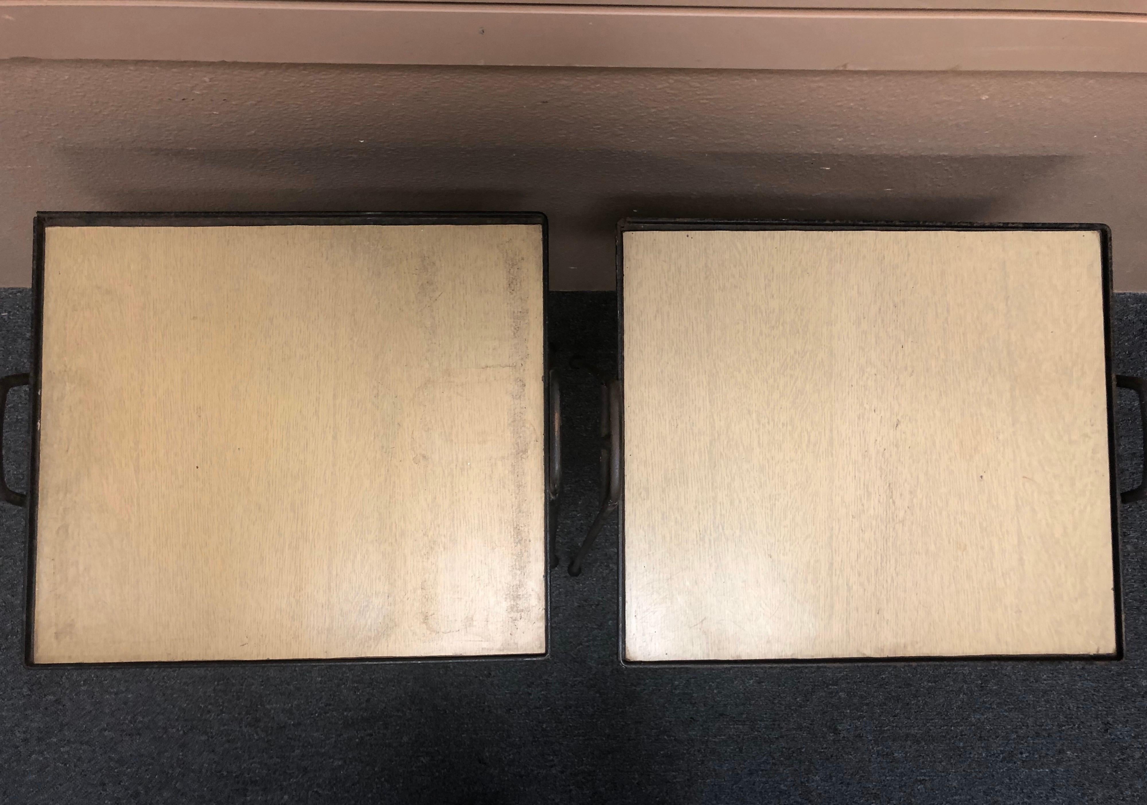 Pair of Midcentury Hairpin Stacking TV Tray Tables In Fair Condition In San Diego, CA