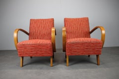 Pair of Mid-Century Halabala Lounge Chairs, Bentwood Armchairs, Czechoslovakia 1