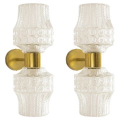 Pair of Mid-Century Hand Crafted Murano Glass Sconces, Italia, 1960
