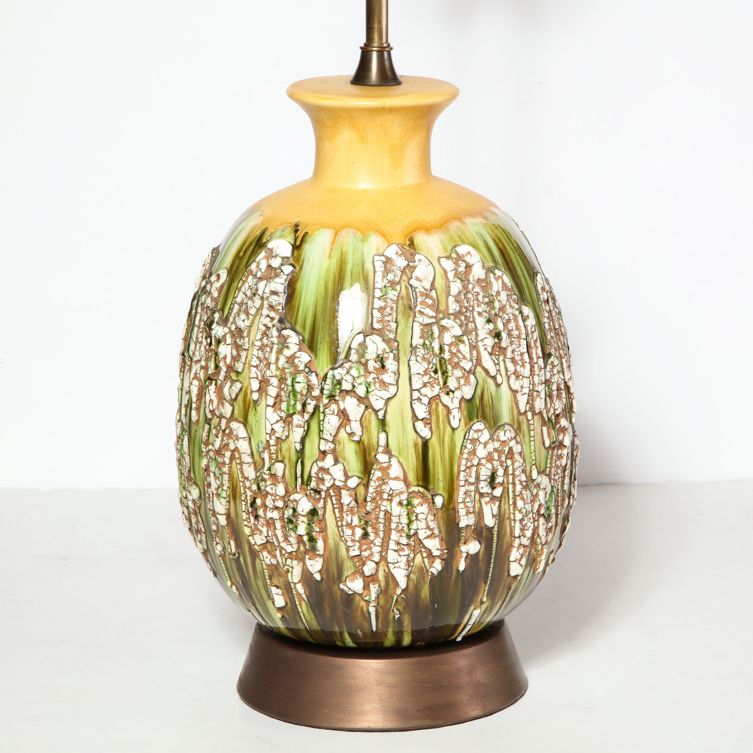 Paire de lampes en céramique organique et moderne expressionniste émaillée à la main du milieu du siècle dernier en vente 2