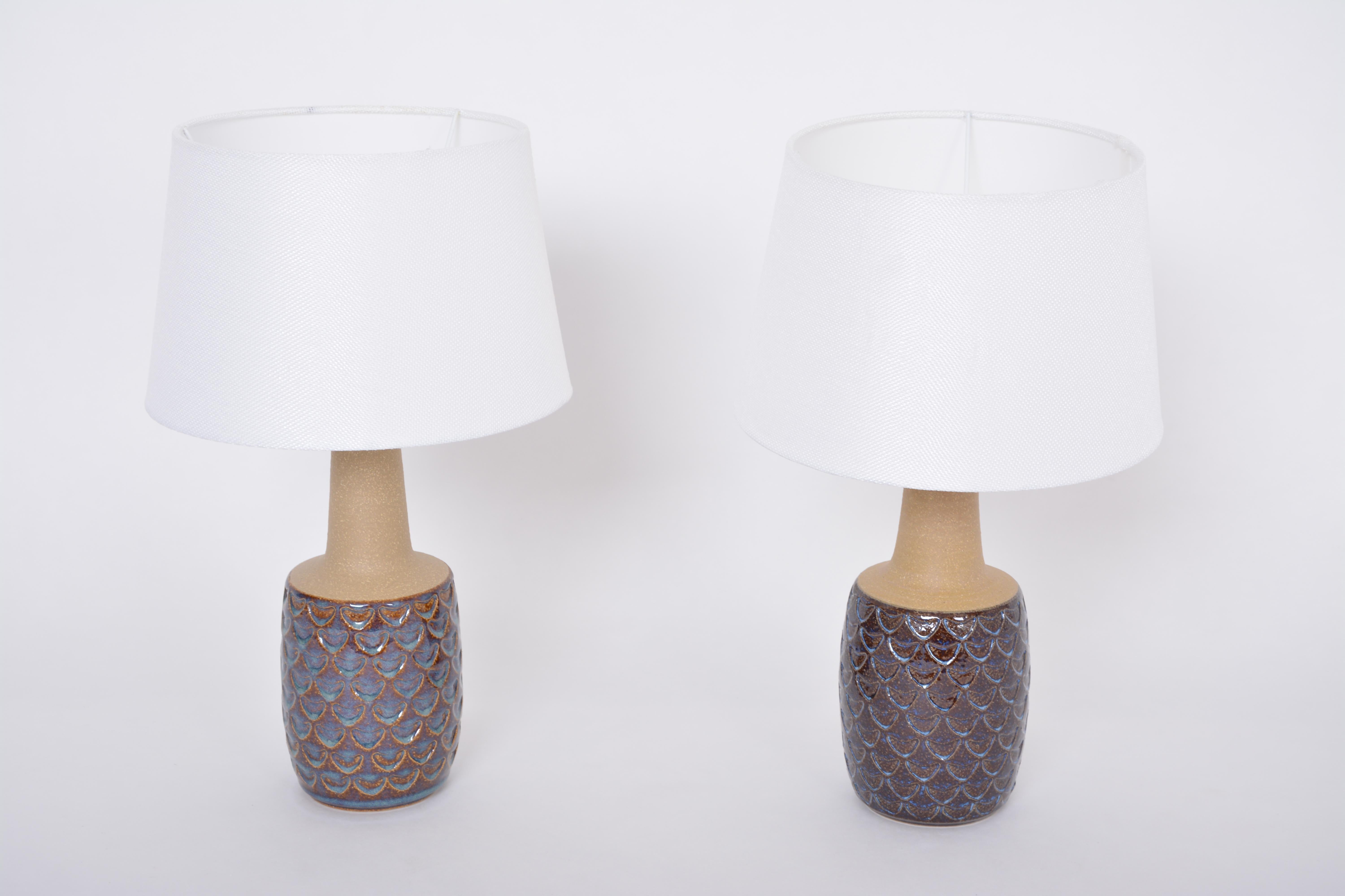 Mid-Century Modern Pair of Midcentury Handmade Stoneware Table Lamps by Einar Johansen for Soholm For Sale