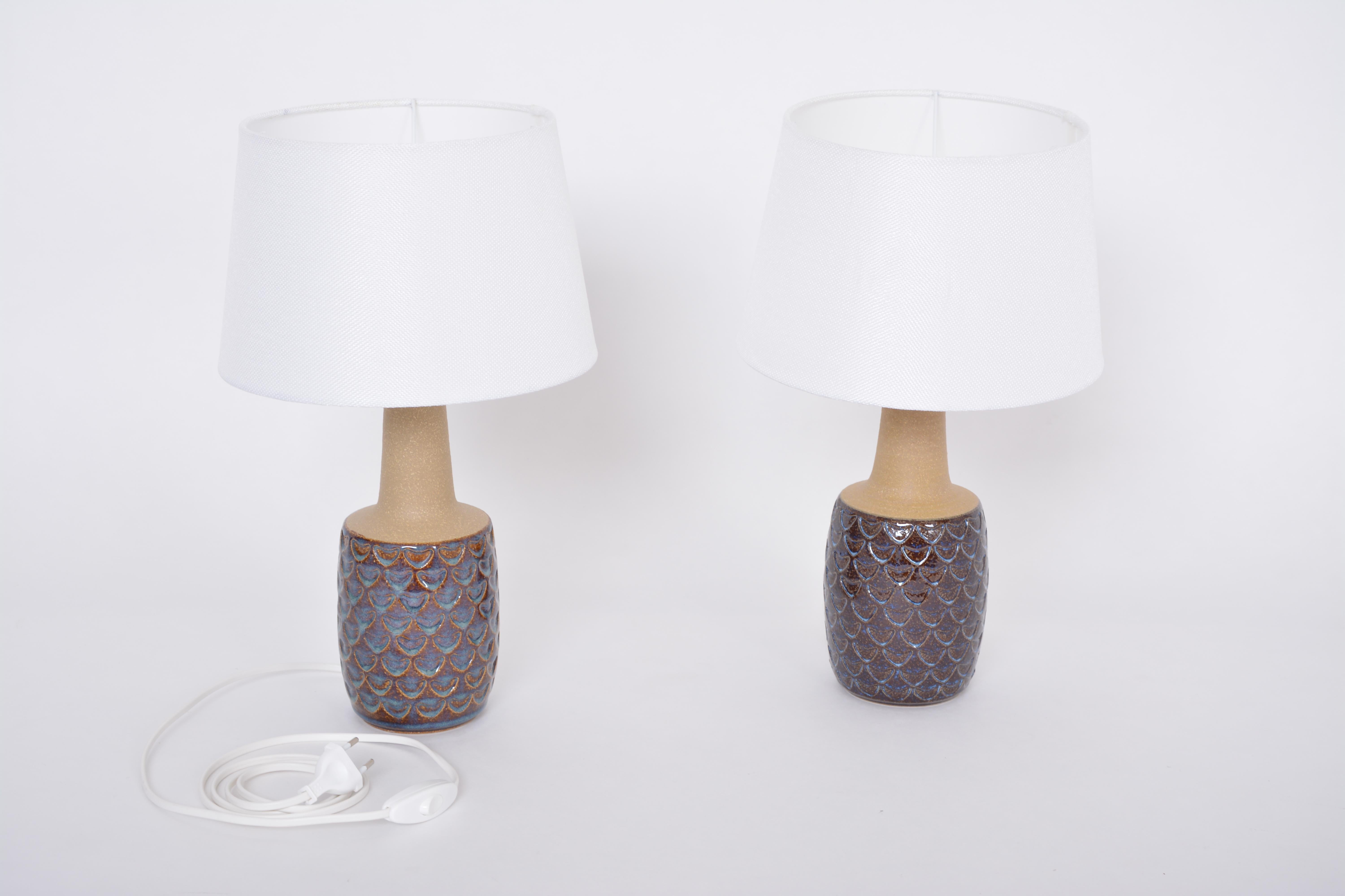 Pair of Midcentury Handmade Stoneware Table Lamps by Einar Johansen for Soholm For Sale 1