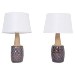 Retro Pair of Midcentury Handmade Stoneware Table Lamps by Einar Johansen for Soholm