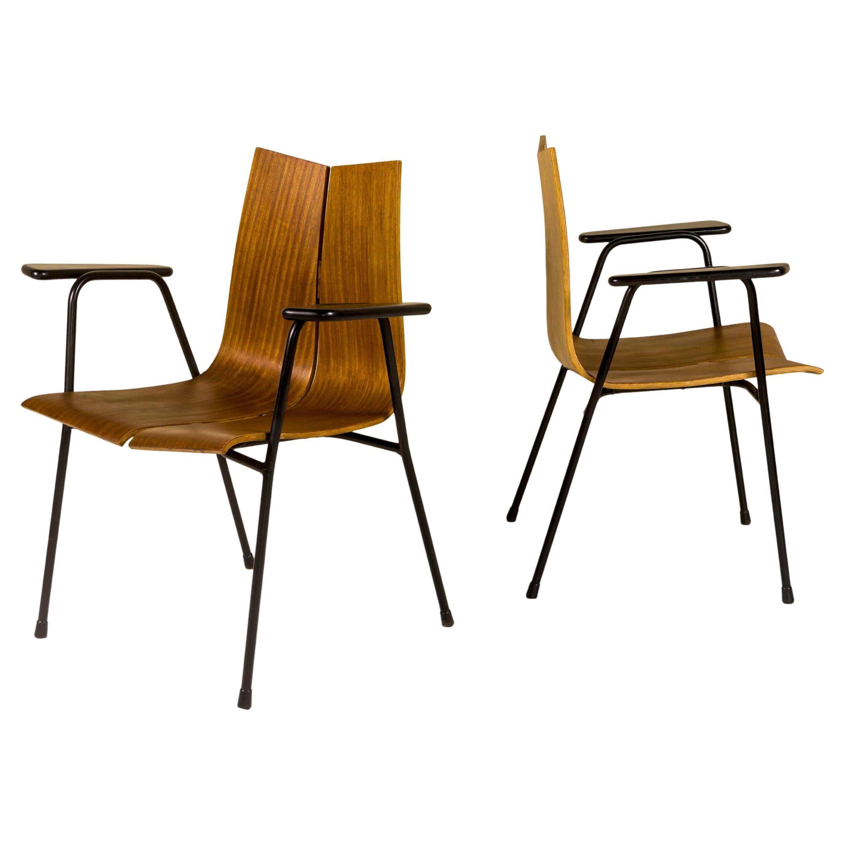 Pair of Mid-Century Hans Bellmann Armchairs "G.A Model", circa 1950, Switzerland