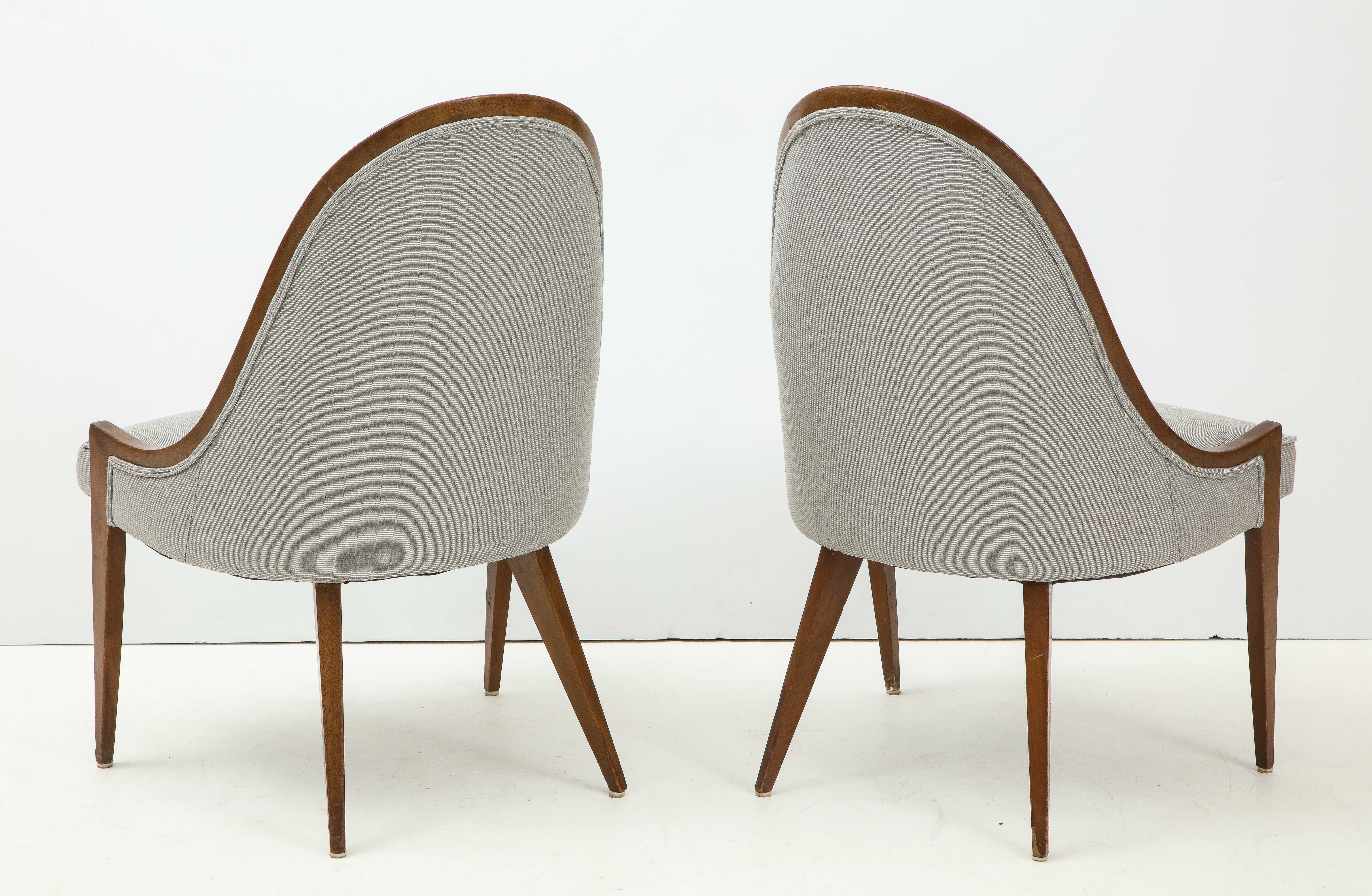 Wood Pair of Midcentury Harvey Prober Upholstered Slipper Chairs