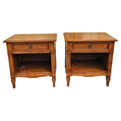 Pair of Mid-Century Henredon Folio One Walnut Single Drawer Tiered Side Tables