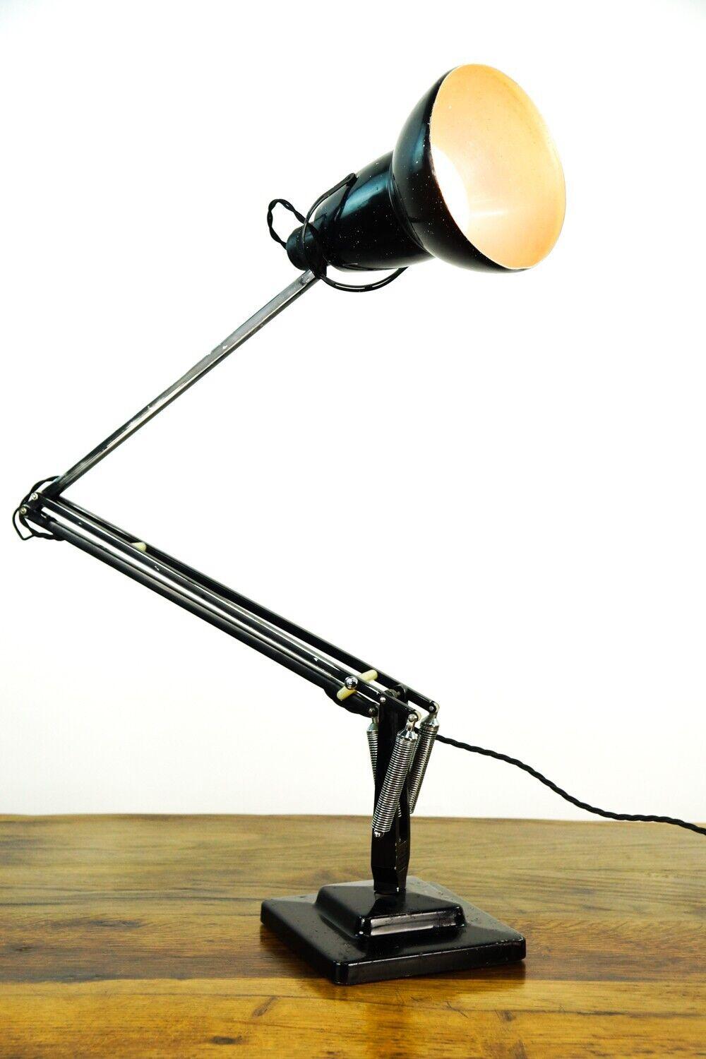 Pair of Mid Century Herbert Terry 1227 Anglepoise Lamps in Black + Rewired For Sale 1